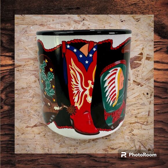 Potpourri Press VTG 1993 Two Steppin' Cowboy Western Ceramic Coffee Mug Korea - Picture 2 of 9